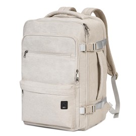 WANDF 17-Inch Laptop Travel Backpack For Spirit Airlines Personal Item Bag 18x14x8 with Wet Pocket for Men Women (Beige)