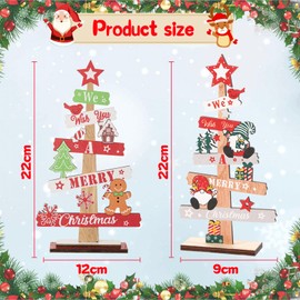 JSTHHTT 2PCS Christmas Table Decorations, Table Sign Xmas, Standing Christmas Tree, Christmas Memorial Ornament, Tabletop Decorations Christmas, for Xmas Party Supplies Home Room Decor