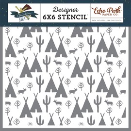 Echo Park Paper Company Desert Scene stencil, Blue/Green/Tan/Red/Gold