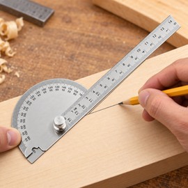180° Angle Finder for Woodworking – 14cm Adjustable Protractor Ruler for Measuring & Transferring Angles