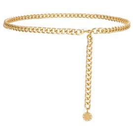 Chain Belt for Women Gold Metal Waist Chain Adjustable Body Waist Link Belts Chunky Chain Belts for Dress Jeans,43"