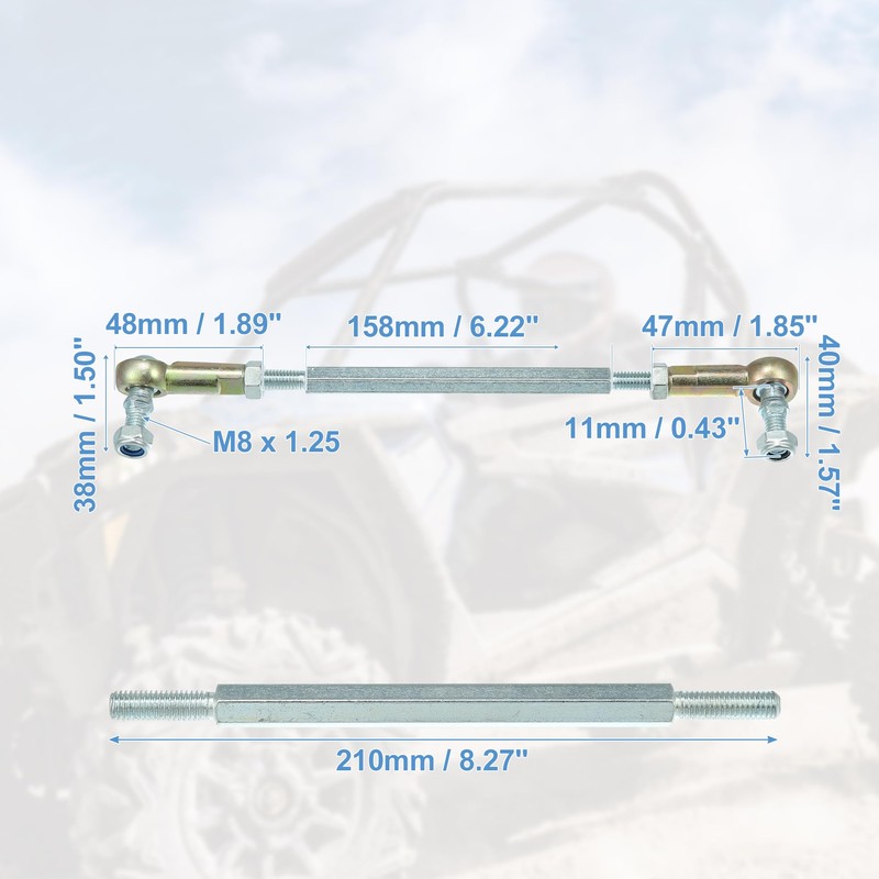 X AUTOHAUX 2pcs M8 210mm Steering Tie Rod for 50cc