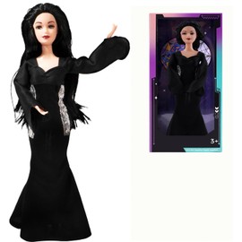 DBYWIUB Wednesday 11.5 inch Black Doll, Mother Doll Black Long Skirt, Black Hair, Christmas Birthday Gift for Girls Kids or Fans