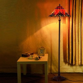 Errzom Mission Tiffany Stained Glass Lampshade, 13x9 Inch, Red, Fit for Table, Floor, Ceiling, Pendant, Chandelier