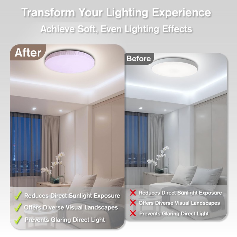 CASAZEN 12" Ceiling Light Cover, 1 Pcs Flush Mount Light