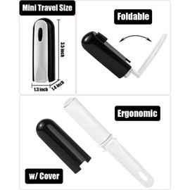 Mini Travel Lint Roller with Cover and 4 Refills Total 150 Extra Sticky Sheets, Great for Pet Hair Lint Debris, Small Size Lint Remover for Pocket Travel Essentials for Clothes (Black)