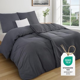 Bed Linen 135 x 200 cm 4-Piece Grey Oeko-Tex Super Soft Microfibre Bed Linen Sets 2 Duvet Covers 135 x 200 + 2 Pillowcases 80 x 80 cm All with Zip Duvet Cover Bedding & Linen Duvet Cover 135