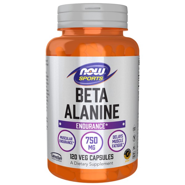 NOW Sports Nutrition, Beta-Alanine 750 mg, Delays Muscle Fatigue*, Endurance*, 120 Veg Capsules