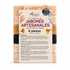 PACALLI Jabones Artesanales 6 Pack - Avena, Caléndula y Miel