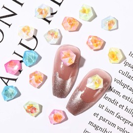 Pokinge 100 Pieces 3D Nail Art Rhinestones, Colorful Irregular Nail Art Decoration Crystal DIY Crafts Shiny Diamond for Jewelry Making Accessories(Multicolored)