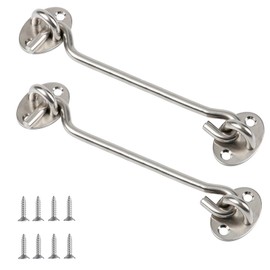 Zydiwo 2 Pack Barn Door Lock Stainless Steel Lock Eye Latch Hook with Screws for Barn Door Window Gate Cabin (Silver-8inch)