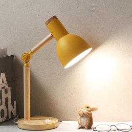 LRXJHHTY Table Lamp,Wooden Adjustable Tri-Color Desk & Bedside Lamp for Office, Living Room, Bedroom & Kids Room (Yellow)