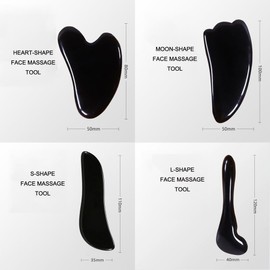 LHYILSWQ 4Pcs Basalt Gua Sha Facial Massage Tool Hot Massage Stones Rock Spa Massagers Stones for Women&Men