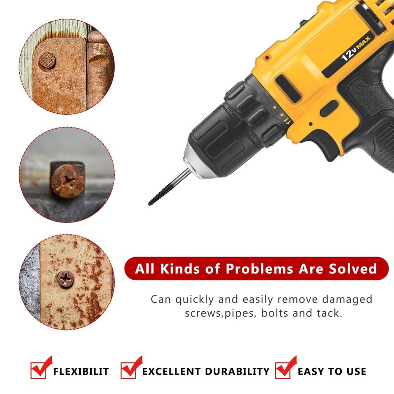 Set of 6 Professional Screw Extractor Set, Left Extractor Set,
