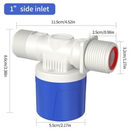 Automatic Water Level Control Valve Inside Type,Inner Top Float Uesd for Tank, Solar Energy, Auto Pot, Aquarium Valve, Tank Traditional Upgrade（1"side）
