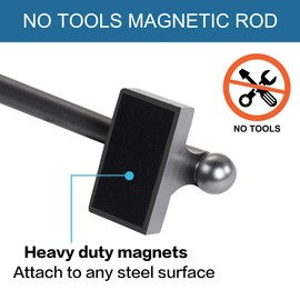 H.VERSAILTEX 2 Pack Magnetic Curtain Rods for Metal Doors Top and Bottom Multi-Use Adjustable Appliances for Iron and Steel Place, Petite Ball Ends, 9 to 16 Inch, 1/2 Inch Diameter, Pewter