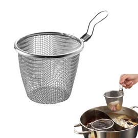 Steaming Colander, Ramen Strainer, Udon Tebo, Ramen Tebo, Hot Draining, Deep Plated, Stainless Steel, Noodle Raising Colander, Flat Bottom, Hook, Deep-fried Udon, For Ramen, Pasta Fried, Cookware,