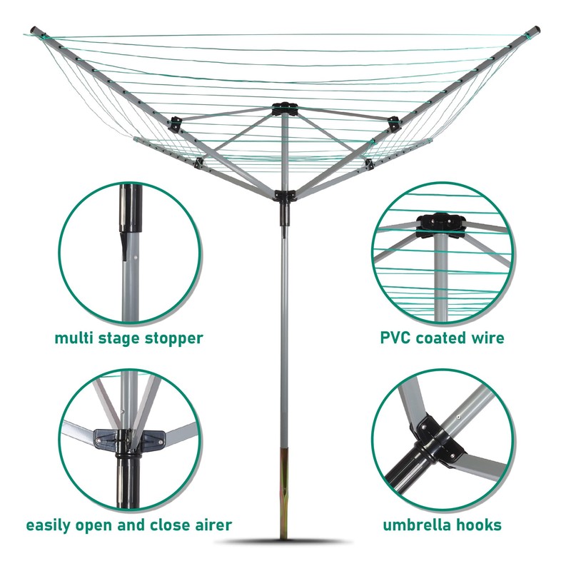 ISXACFF Umbrella Drying Rack Outdoor Umbrella Clothesline Rotary Retractable Clothes