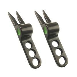 azumafy Golf Green Fork Divot Tool 2 Pack 2 Foot Foam Ball Mark Tool Pitchmark Green Repair (Black 2 Pack)