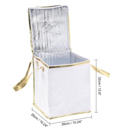 PATIKIL Insulated Grocery Bag, Non-woven Fabric Food Delivery Tote Thermal Cake Carrying Bags Food Container for Home Office Restaurant, 26cmx26cmx32cm, White