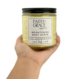 Brightening and moisturizing body scrub, made with organic ingredients, hand crafted in USA