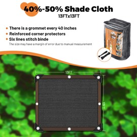 Shade Cloth 40%-50% Sunblock Net for Garden Patio,Shade Sails for Plants Greenhouse Outdoor Pergola Lawn Sun Shade Cloths for Kennel Chicken Coop Easier to Hang Shade Net Cover 13x13FT