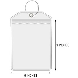 Extra Large Golf Luggage Tag 9" x 6 ", Shipping Label Holder for Golf Bag- Plastic Waterproof Zipper Pouch - PVC Luggage Tag Holders for Ship Sticks 2 Packs