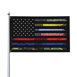 First Responders Hero Flag Nurse E-M-S Police Fire Military Flag 3x5 Feet Vivid Color and UV Fade Resistant Decor Banner Flags for Indoor Outdoor