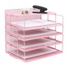 LUCYCAZ Desk Organizer - Stackable Paper Tray, 4 Tier Pink