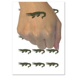 Alligator Crocodile Solid Temporary Tattoo Water Resistant Fake Body Art Set Collection - 15 2" Tattoos (1 Sheet)