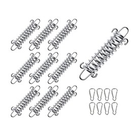 Kellegour Set of 10 Tension Spring Springs, Stainless Steel Springs, Metal Accessories, Tension Springs with 10 Carabiners, for Camping Tent, Awning, Awning, Beach, Camping, Hiking, Picnic