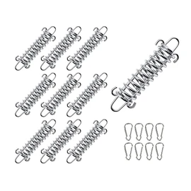Kellegour Set of 10 Tension Spring Springs, Stainless Steel Springs, Metal Accessories, Tension Springs with 10 Carabiners, for Camping Tent, Awning, Awning, Beach, Camping, Hiking, Picnic