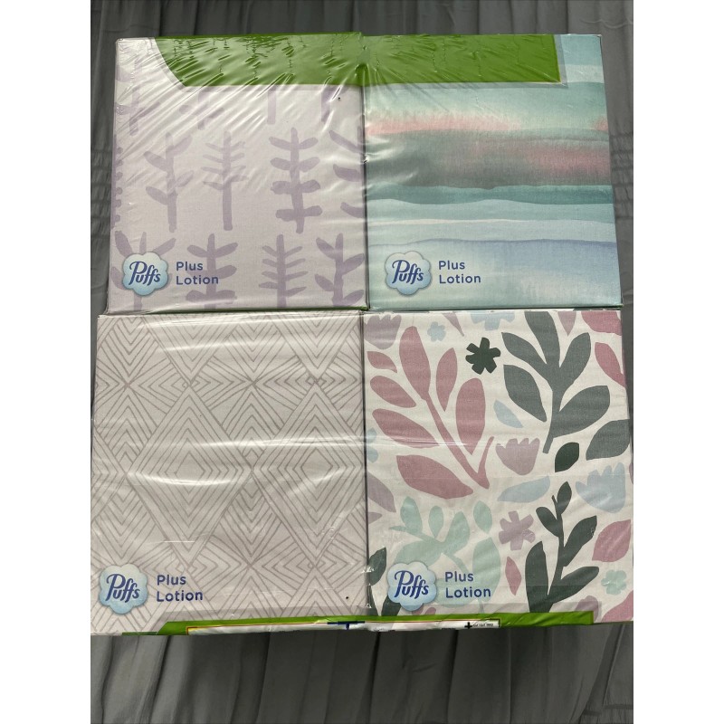Puffs Plus Lotion 2-Ply Facial Tissues, White, 56 Sheets Per