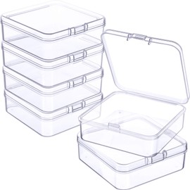 6 Pieces Mini Plastic Clear Beads Storage Containers Box for Collecting Small Items, Beads, Jewelry, Business Cards, Game Pieces, Crafts (2.91 x 2.91 x 0.98 Inch)
