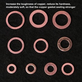200Pcs 9 Types Oil Sealing Drain Plug Washer, Red Copper Oil Drain Plug Gasket, for Oil Sump Screw Plug, Water, Heating Oil
