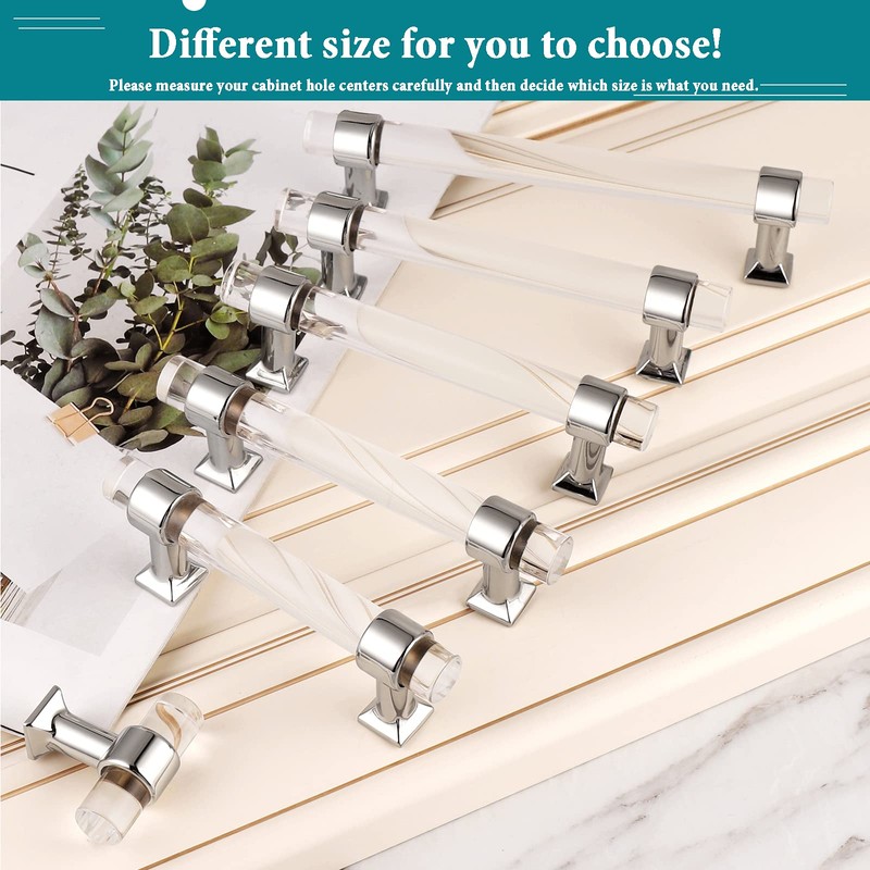 5 Pack Orger Drawer Knobs Acrylic Clear T-bar Knobs Single