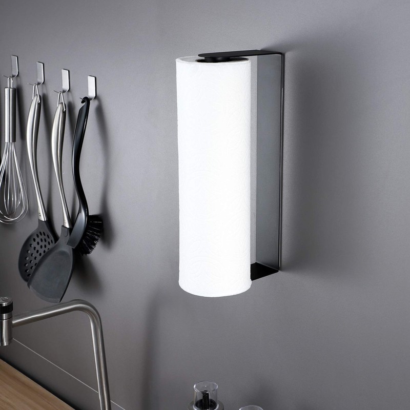 ZUNTO Black Paper Towel Holder Under Cabinet, Stainless Steel Kitchen
