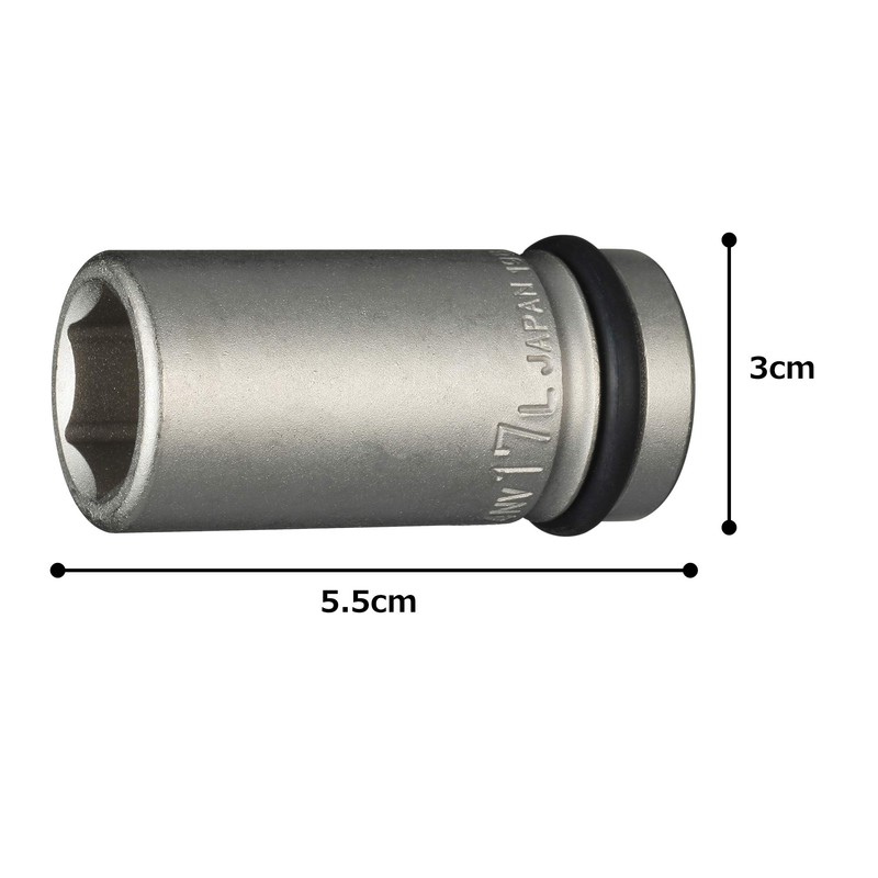 TONE Impact Long Socket 4NV-17L Drive 0.5 inch (12.7 mm)