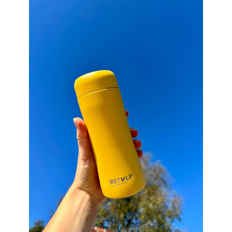 Retulp Simply Modern Tumbler, Thermos Tea Cup, Oker Yellow, Stainless