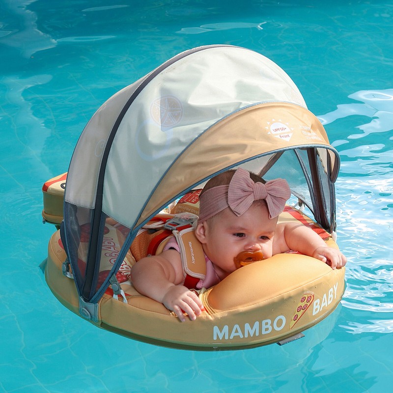 HECCEI Mambobaby Float with Canopy Baby Pool Float Non-Inflatable Swim