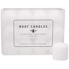 Root Candles 10-Hour Unscented Beeswax Blend Votive Candles, 12-Count, White