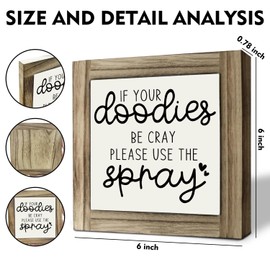 Msyueos Please Use The Spray Funny Humorous Wooden Framed Plaque Box Washroom Toilet Restroom 6×6 Inch Decor Vintage Rustic Small Signs for Home Shelf Bathroom