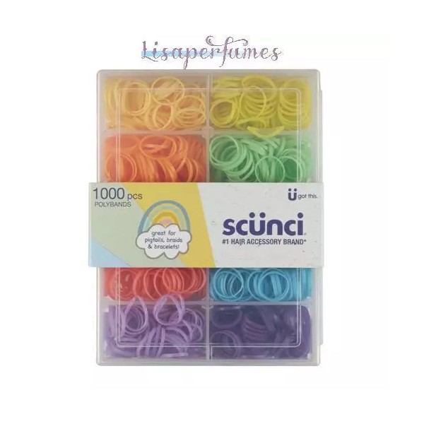 Scunci Mini Rubber Hair Polybands 1000 Pieces NIB
