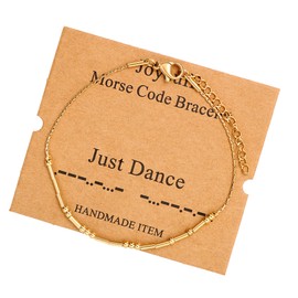 JoycuFF Just Dance Morse Code Bracelets for Women Inspirational Dancer Gifts for Best Friend Mom Sister Daughter Birthday Mother's Day Christmas Gold Beaded Bracelet Jewelry for Her Unique