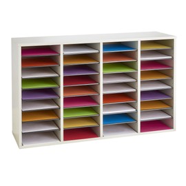 Safco Products Wood Adjustable Literature Organizer, 36 Compartment 9424GR, Gray, Durable Construction, Removable Shelves, Stackable