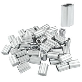 Murtenze 50Pcs 3/16" Wire Rope Sleeve, Aluminum Cable Crimp Sleeves, Crimping Loop Sleeve for Cable and Wire Rope Crimp Double Barrel Crimp Sleeves(M5-3/16")