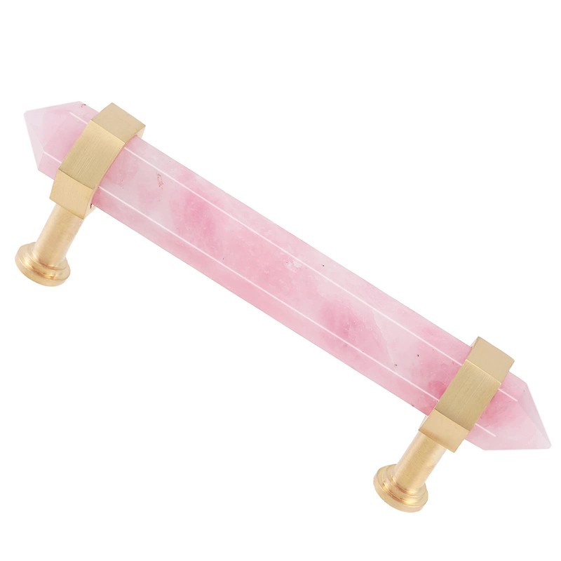 mookaitedecor Pack of 2 Brushed Brass with Rose Quartz Double
