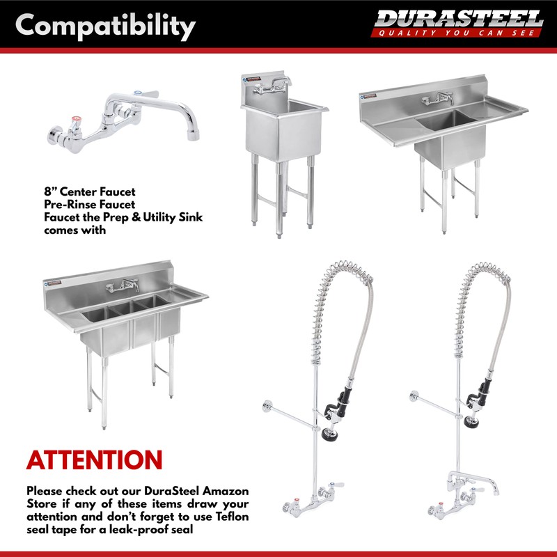 DuraSteel Wall Mount Faucet Installation Kit - Commercial Kitchen No