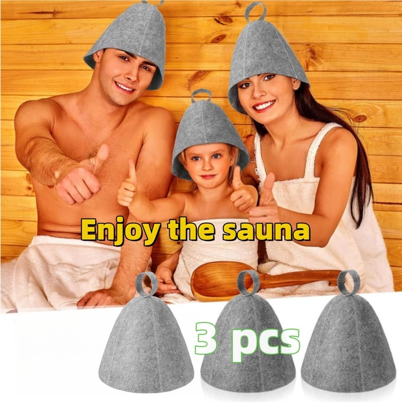 Jindizi 3 Pcs Wool Sauna Hat for Men & Women