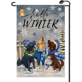 Dogs Hello Winter Garden Flag 12x18 Inch Vertical Double Sided Christmas Small Flags Farmhouse Outside Decoration For Yard DJ07